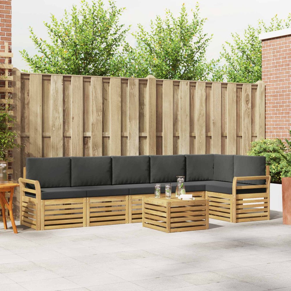 vidaXL Utomhussoffset 7 pcs Vit och antracit 59 x 59 x 37 cm Polyester