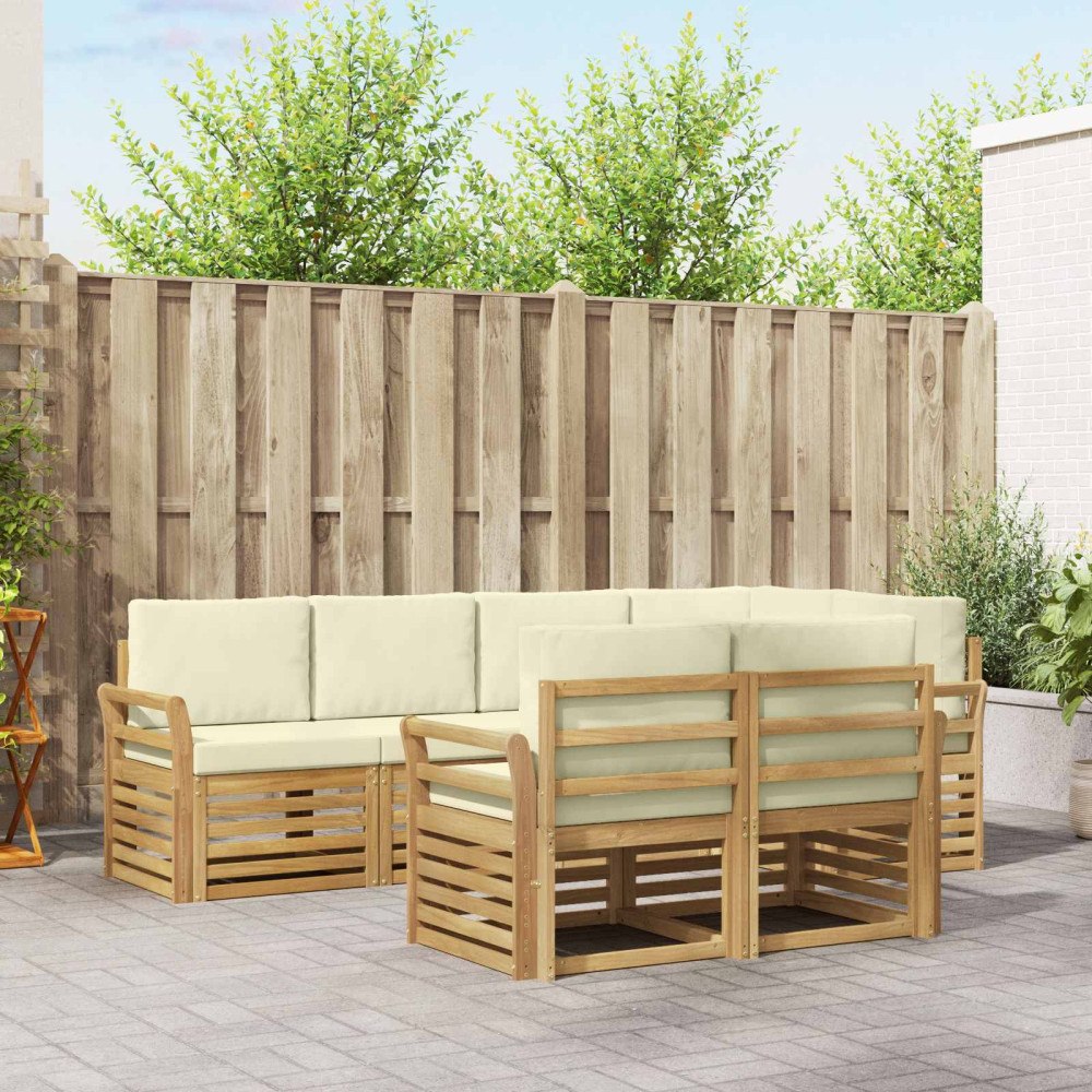 vidaXL Utomhussoffset 7 pcs Vit och grädde 249 x 130,5 x 73 cm