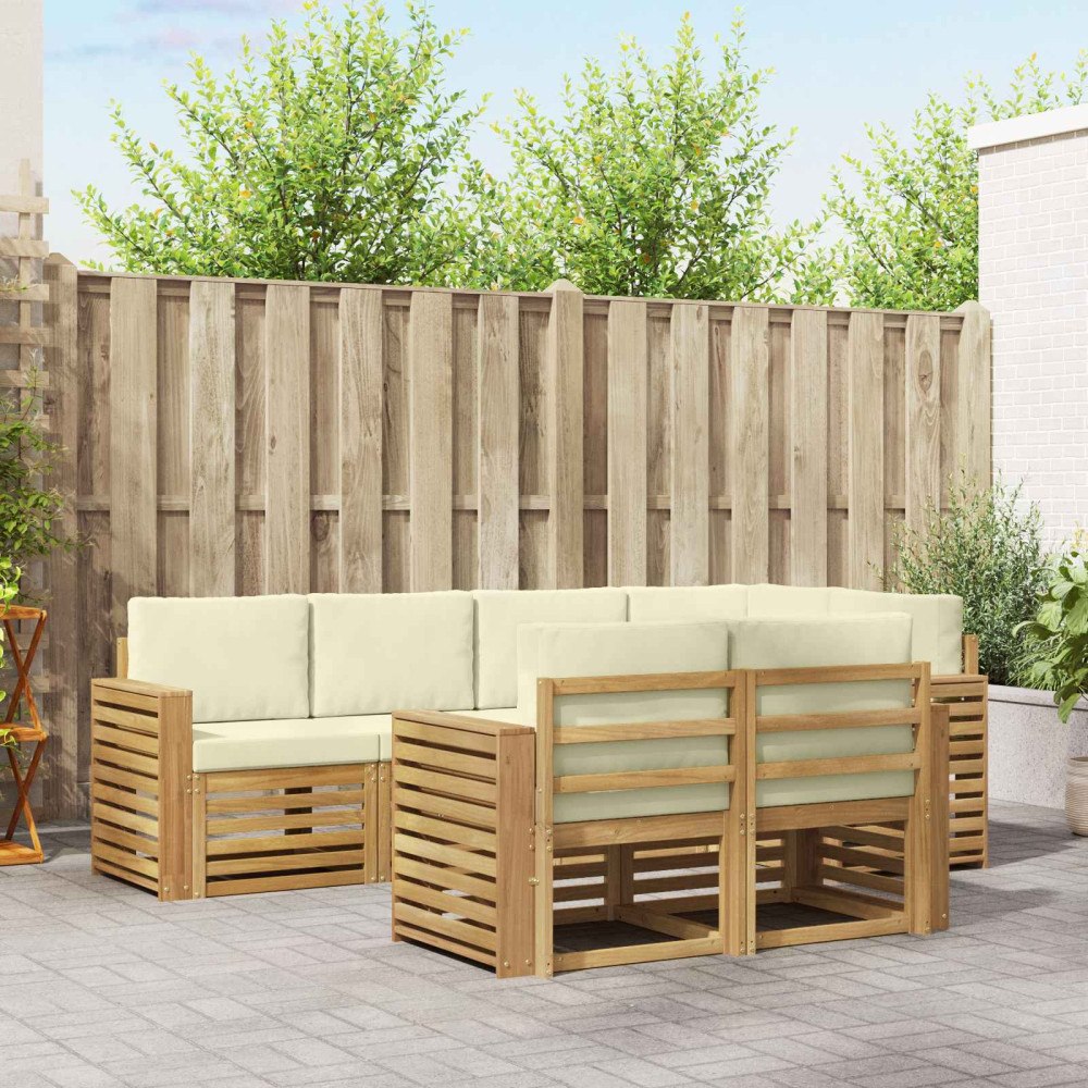 vidaXL Utomhussoffset 7 pcs Vit och grädde 251 x 132,5 x 73 cm