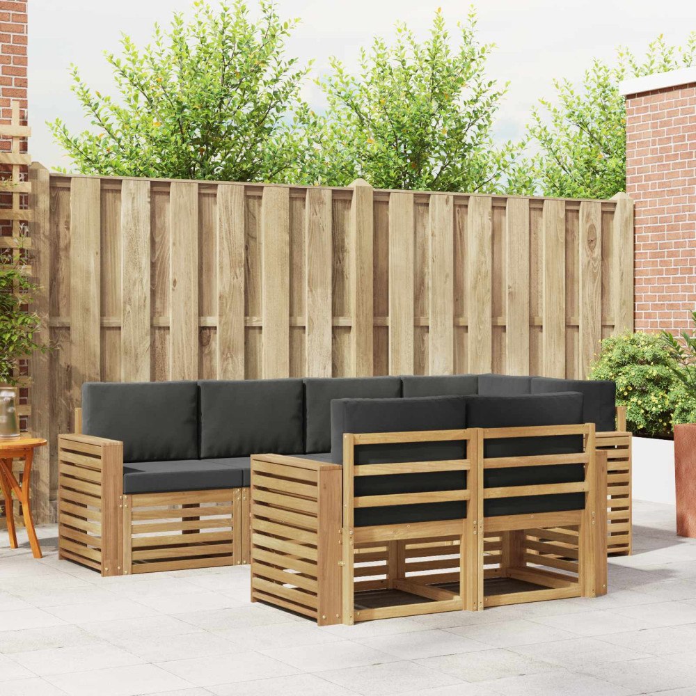 vidaXL Utomhussoffset 7 pcs Vit och antracit 251 x 132,5 x 73 cm