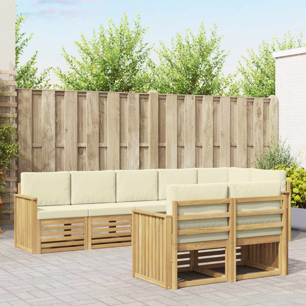 vidaXL Utomhussoffset 8 pcs Vit och grädde 306 x 128,5 x 73 cm
