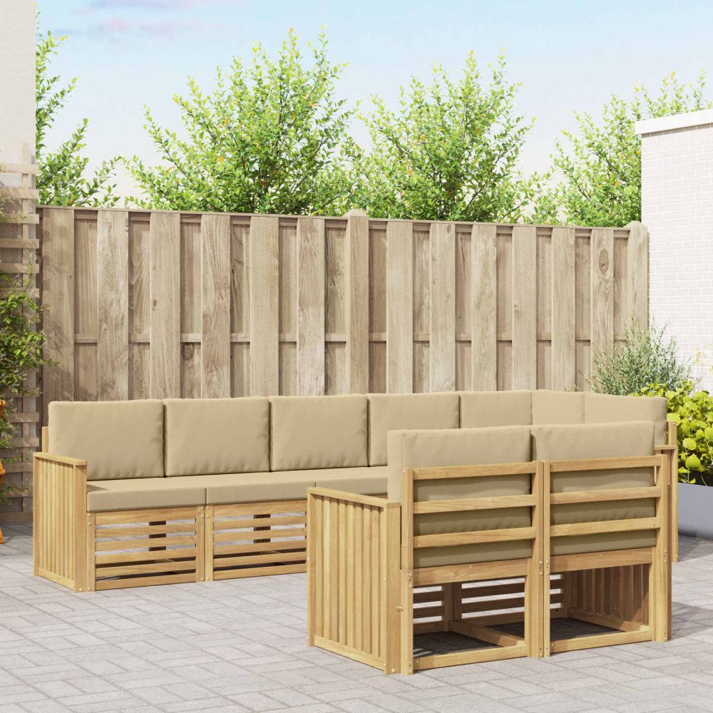 vidaXL Utomhussoffset 8 pcs Vit och Beige 306 x 128,5 x 73 cm