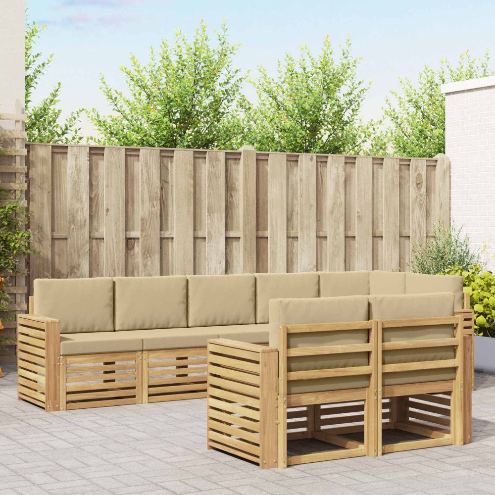 vidaXL Utomhussoffset 8 pcs Vit och Beige 310 x 132,5 x 73 cm