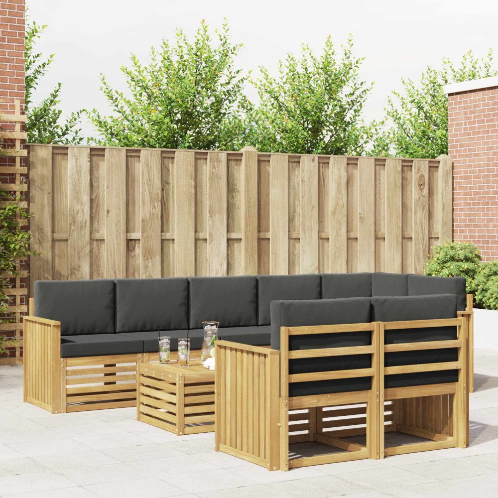 vidaXL Utomhussoffset 9 pcs Vit och antracit 59 x 59 x 37 cm Polyester