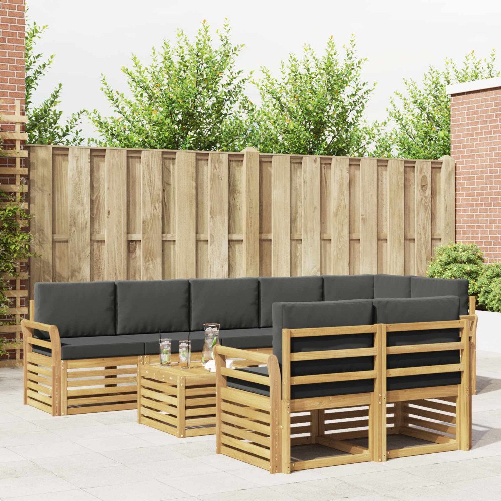 vidaXL Utomhussoffset 9 pcs Vit och antracit 59 x 59 x 37 cm Polyester