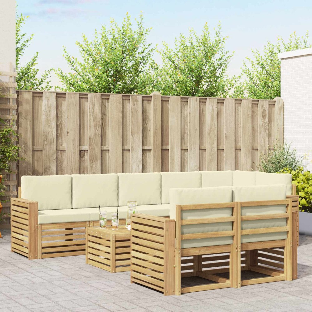 vidaXL Utomhussoffset 9 pcs Vit och grädde 59 x 59 x 37 cm Polyester