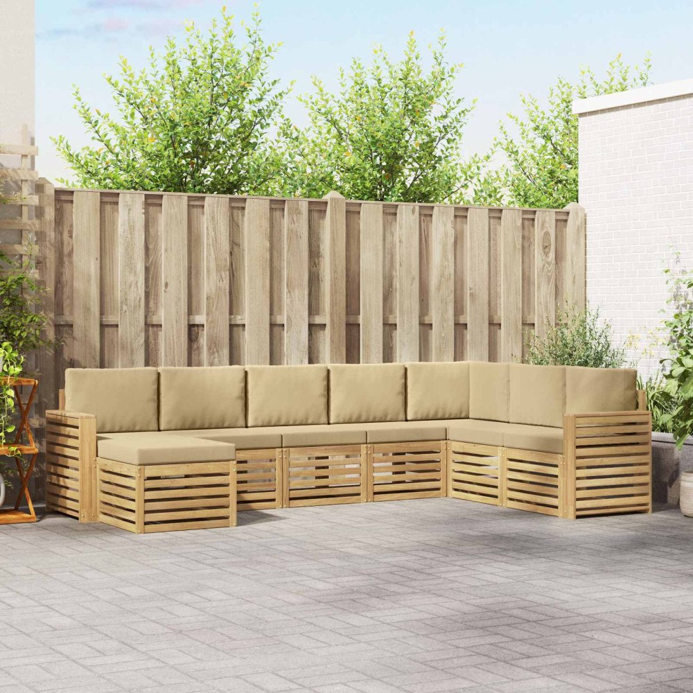 vidaXL Utomhussoffset 8 pcs Vit och Beige 310 x 191,5 x 73 cm