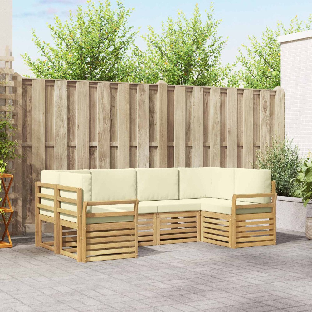 vidaXL Utomhussoffset 6 pcs Vit och grädde 245 x 130,5 x 73 cm