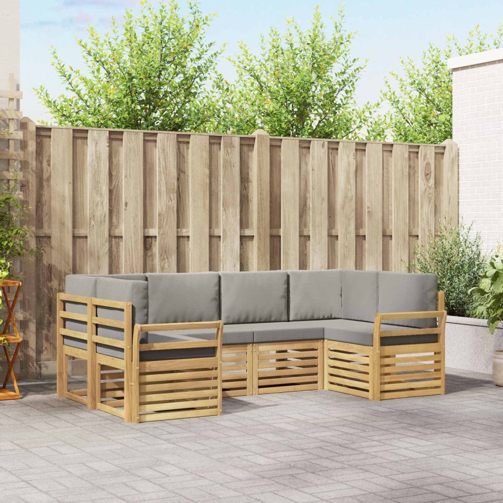 vidaXL Utomhussoffset 6 pcs Vit och ljusgrå 245 x 130,5 x 73 cm