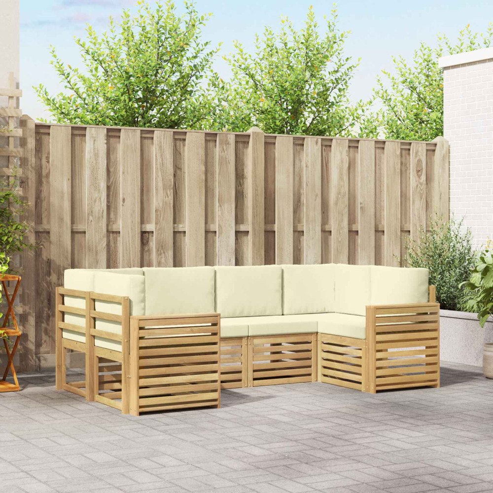 vidaXL Utomhussoffset 6 pcs Vit och grädde 245 x 132,5 x 73 cm
