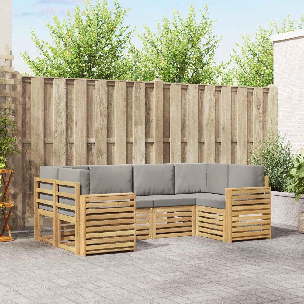 vidaXL Utomhussoffset 6 pcs Vit och ljusgrå 245 x 132,5 x 73 cm