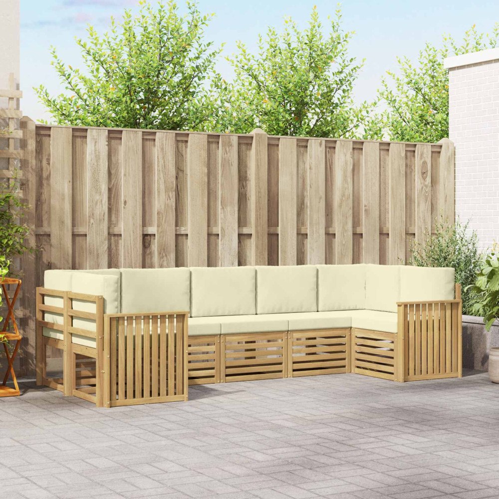vidaXL Utomhussoffset 7 pcs Vit och grädde 304 x 128,5 x 73 cm