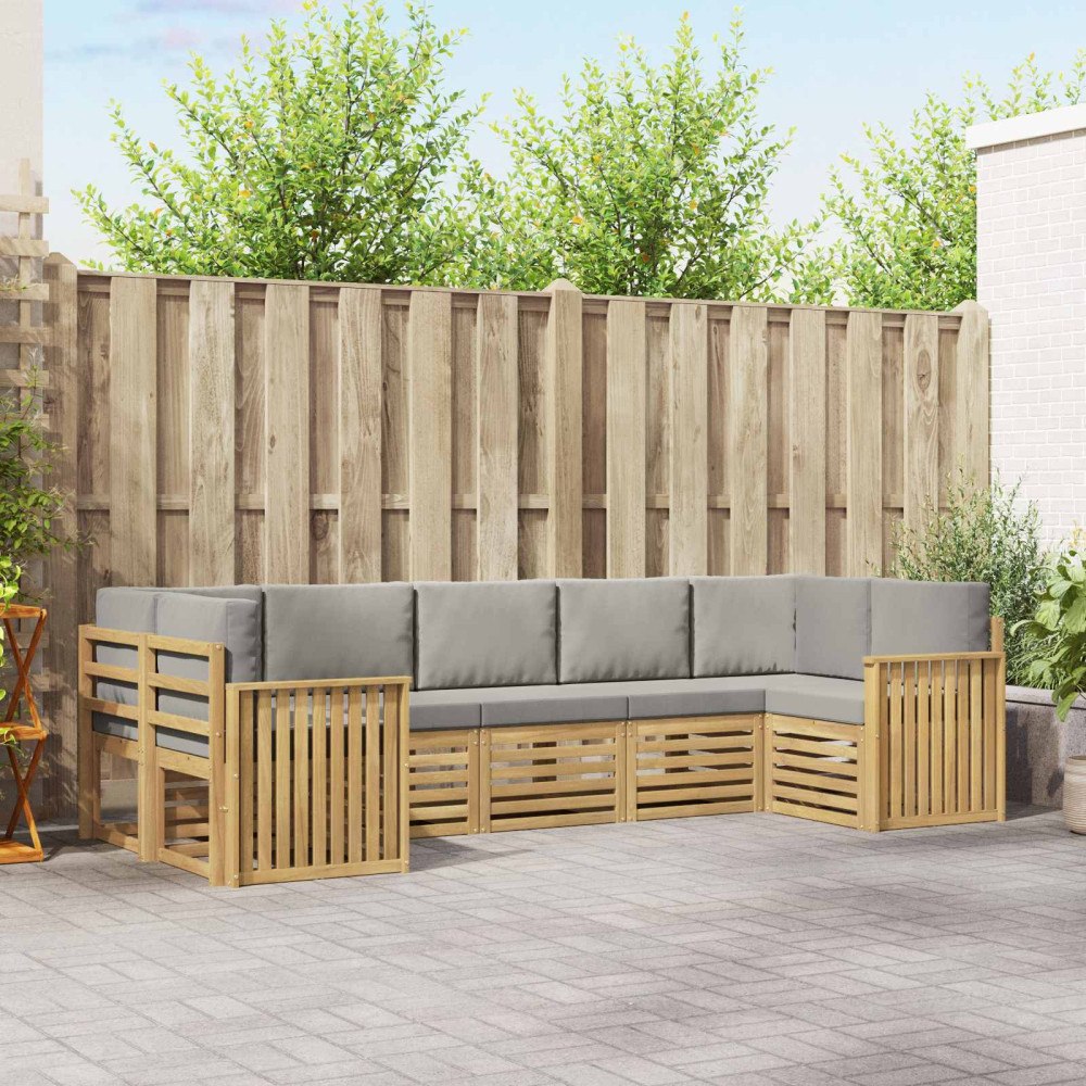 vidaXL Utomhussoffset 7 pcs Vit och ljusgrå 304 x 128,5 x 73 cm