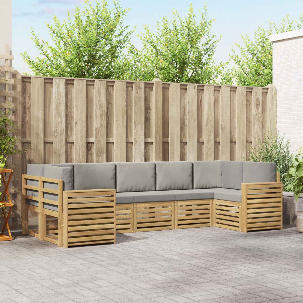 vidaXL Utomhussoffset 7 pcs Vit och ljusgrå 304 x 132,5 x 73 cm