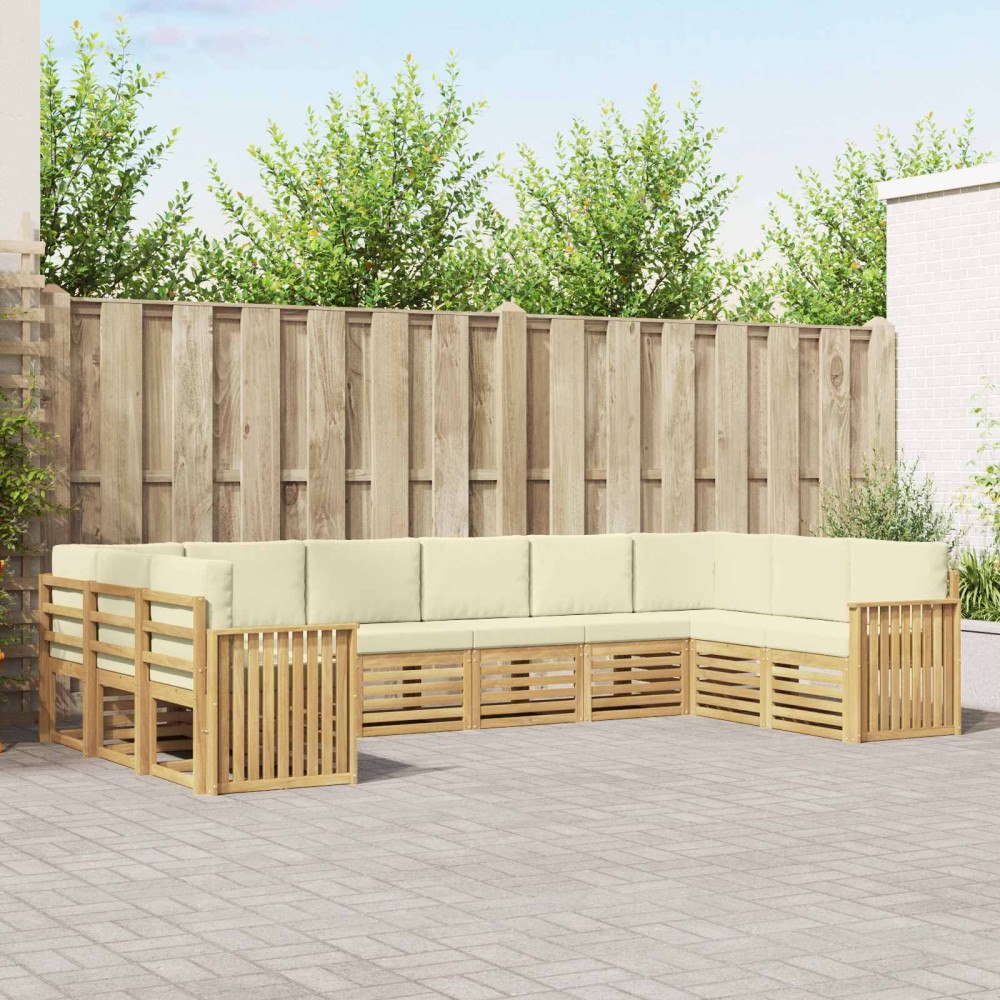 vidaXL Utomhussoffset 10 pcs Vit och grädde 363 x 187,5 x 73 cm