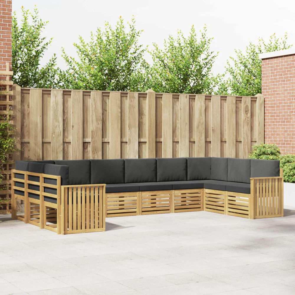 vidaXL Utomhussoffset 10 pcs Vit och antracit 363 x 187,5 x 73 cm