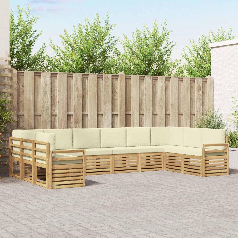 vidaXL Utomhussoffset 10 pcs Vit och grädde 363 x 190 x 73 cm