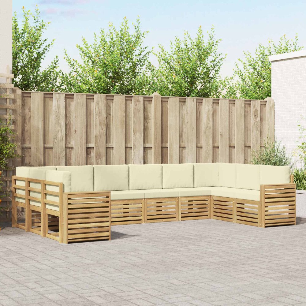 vidaXL Utomhussoffset 10 pcs Vit och grädde 363 x 191,5 x 73 cm