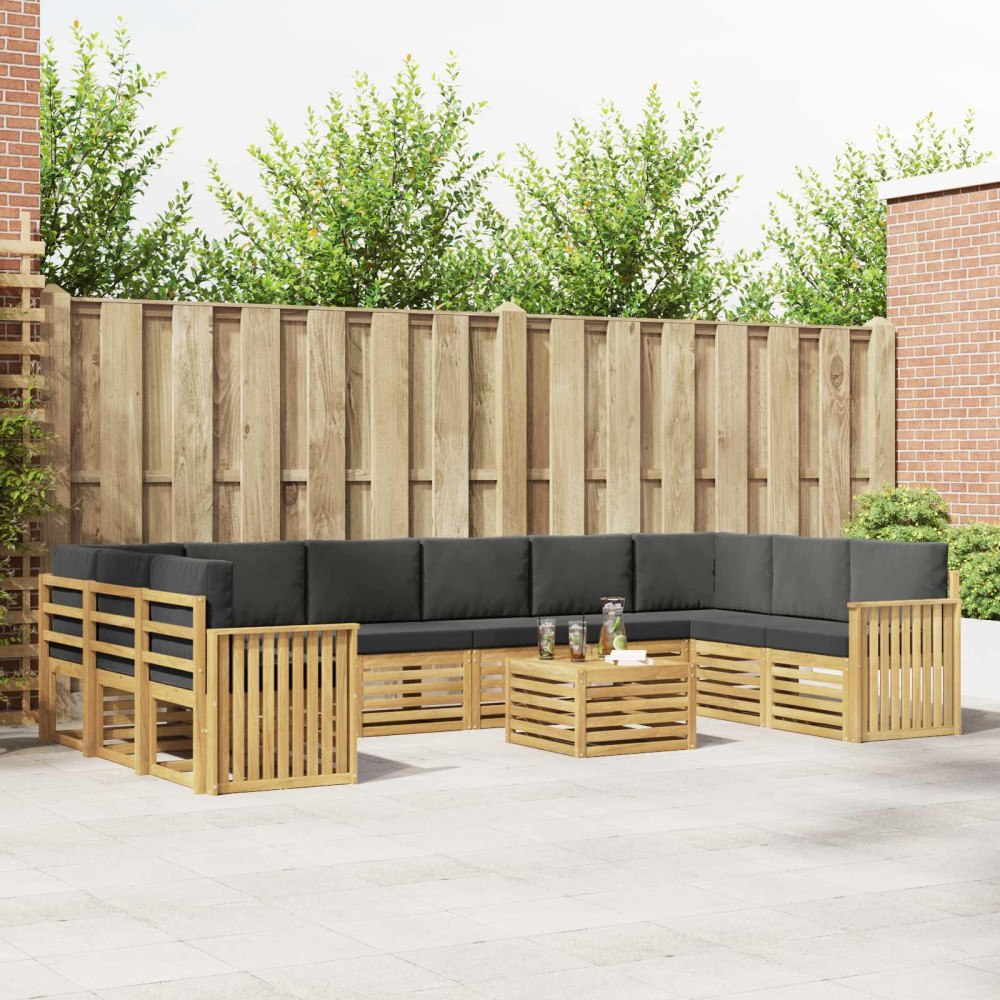 vidaXL Utomhussoffset 11 pcs Vit och antracit 59 x 59 x 37 cm