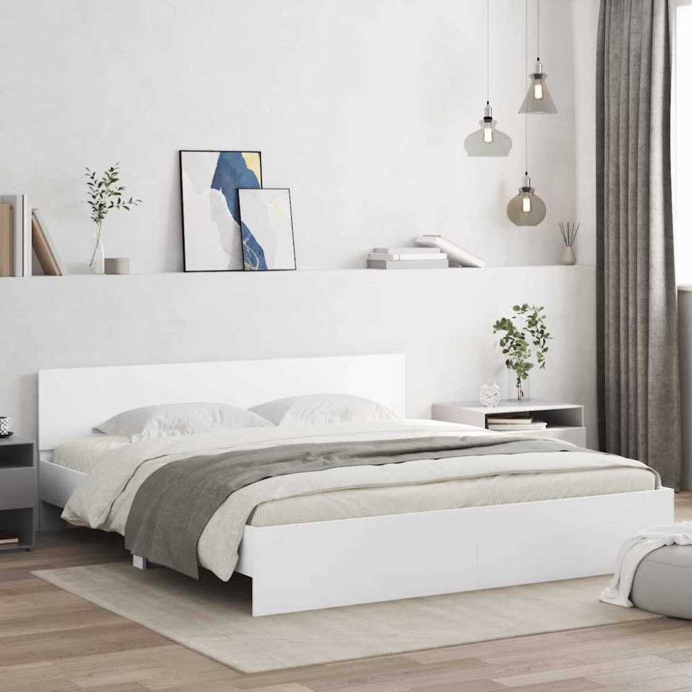 vidaXL Sängram Väggmonterad Vit 137 x 190 cm Konstruerat trä