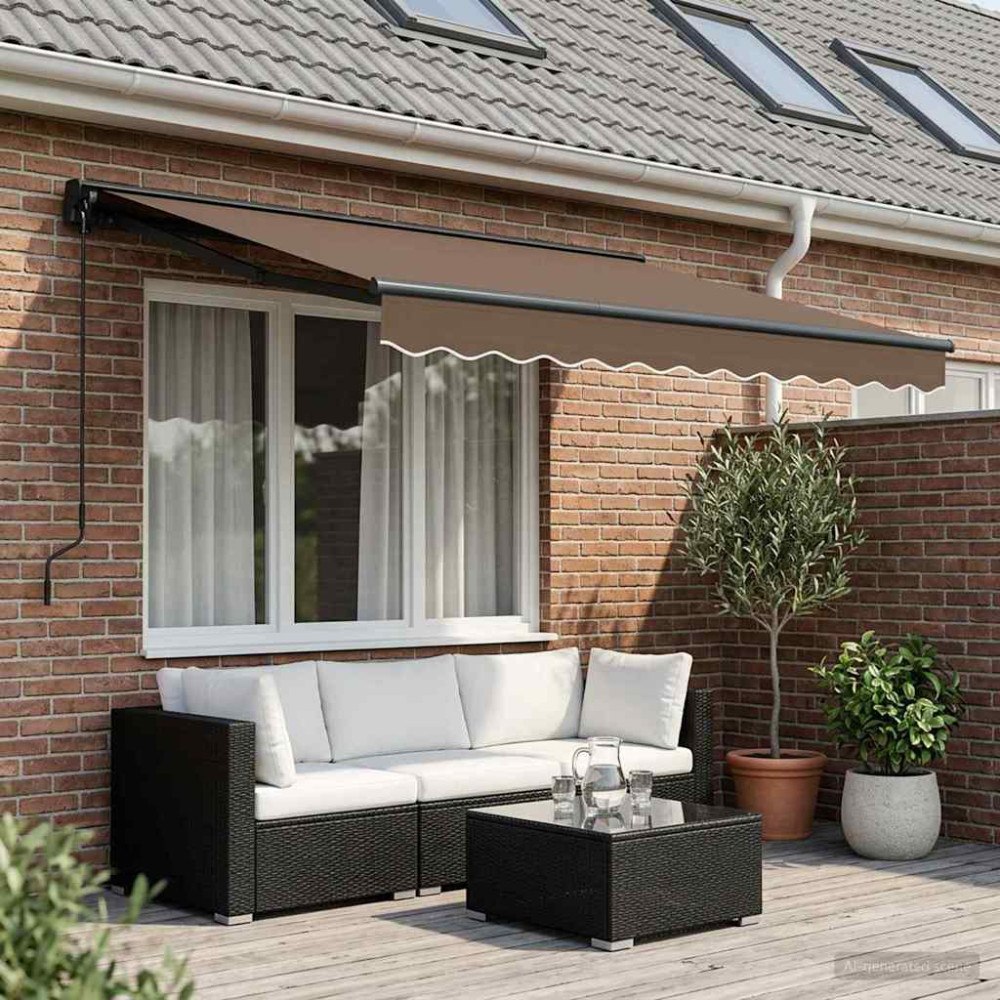 vidaXL Manuell Utdragbar Markis Taupe 3 x 2 m Polyester och aluminium
