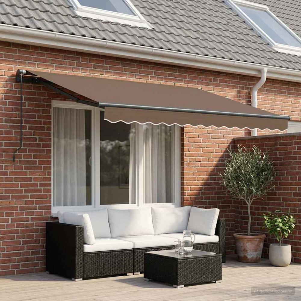 vidaXL Utfällbar markis Taupe 3 x 2 m tyg