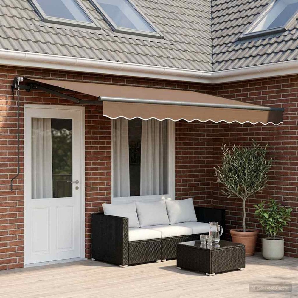 vidaXL Utdragbar markis Taupe 450 × 350 cm Duk och Aluminium