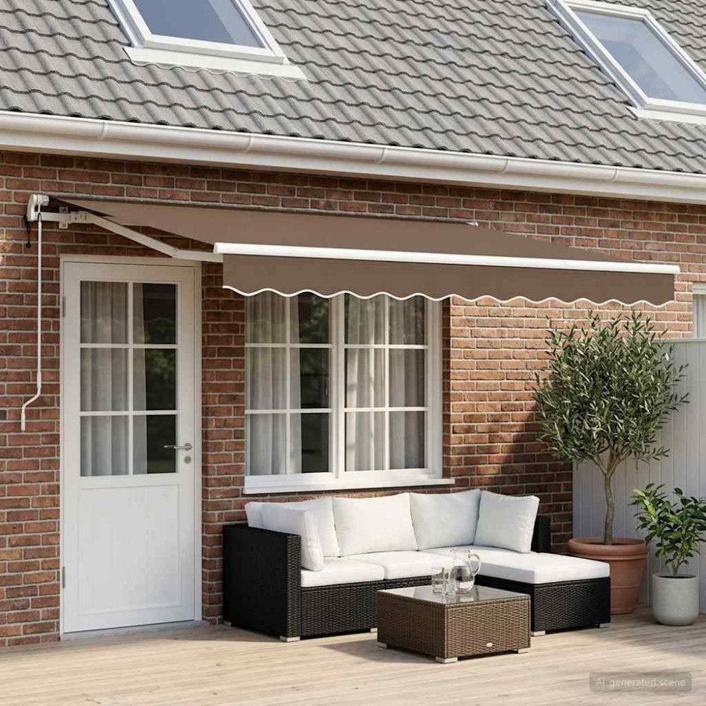 vidaXL Utdragbar markis Taupe 600 × 300 cm Duk och Aluminium