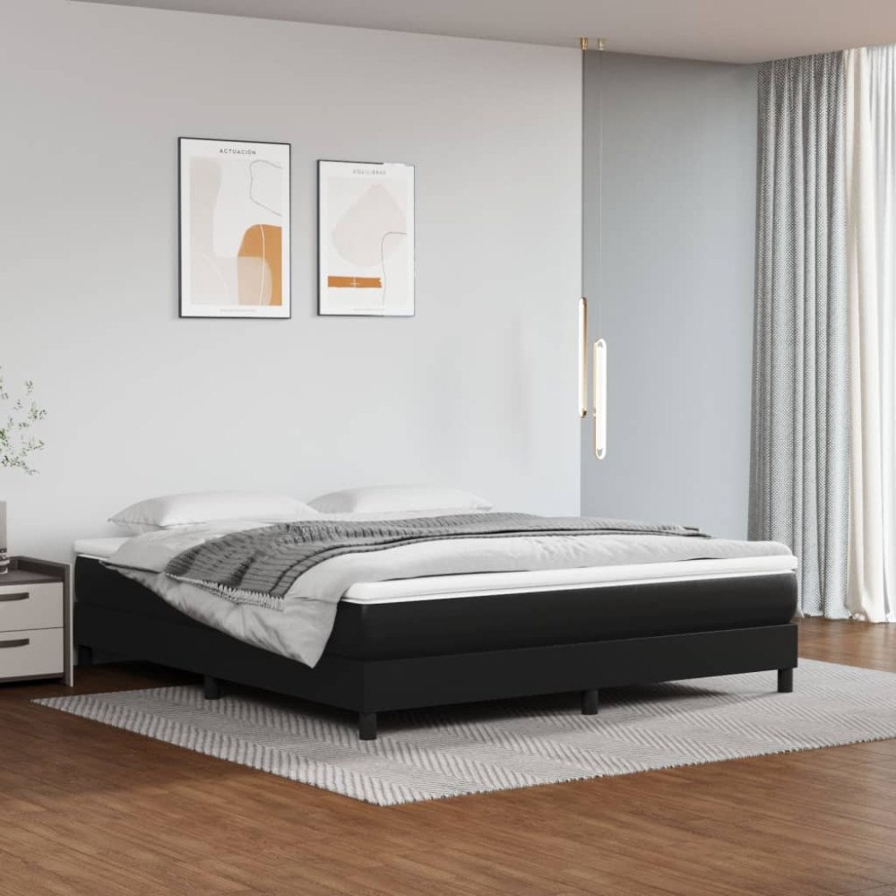 vidaXL Pocketresårmadrass medium svart 152x203x20 cm konstläder