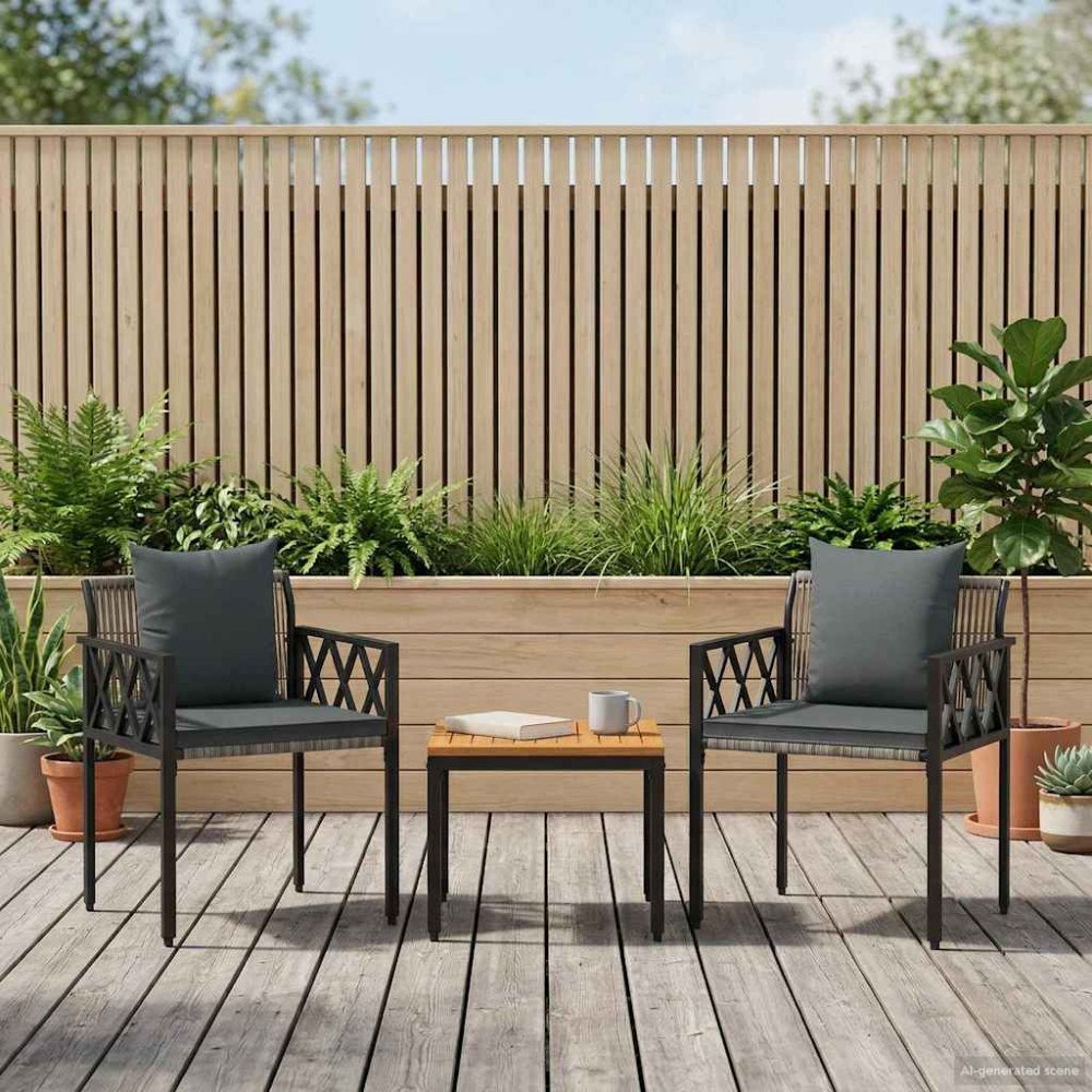 vidaXL Utemöbelset 3 pcs Grå och mörkgrå konstrotting