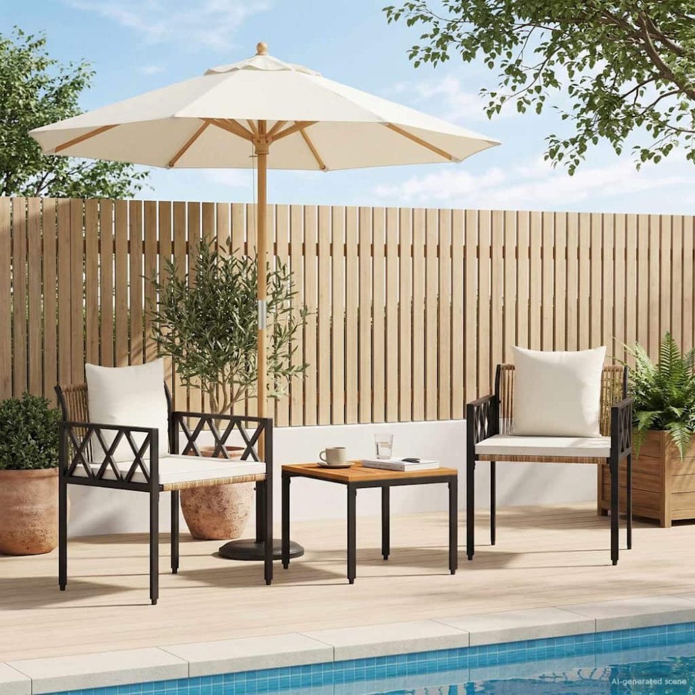 vidaXL Utemöbelset 3 pcs Brun och krämvit konstrotting