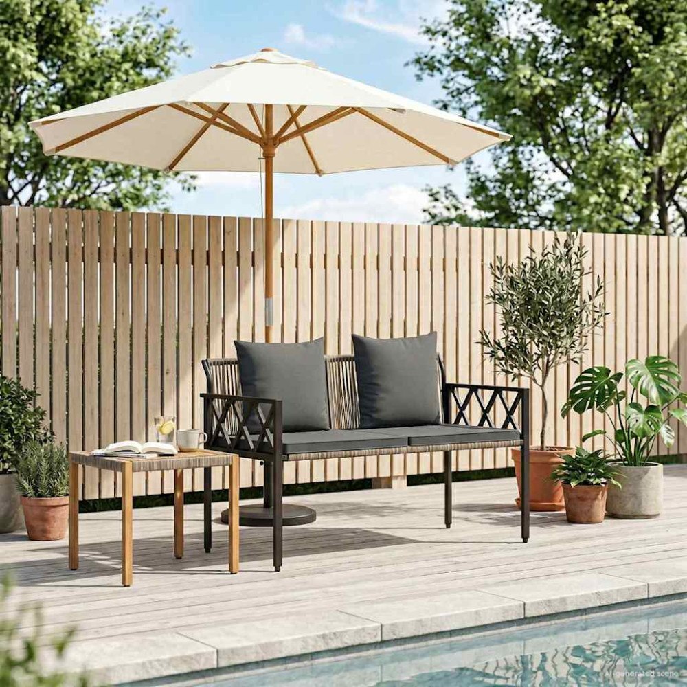 vidaXL Utomhusbänkar 2 -Seater 116 x 56 x 75 cm konstrotting
