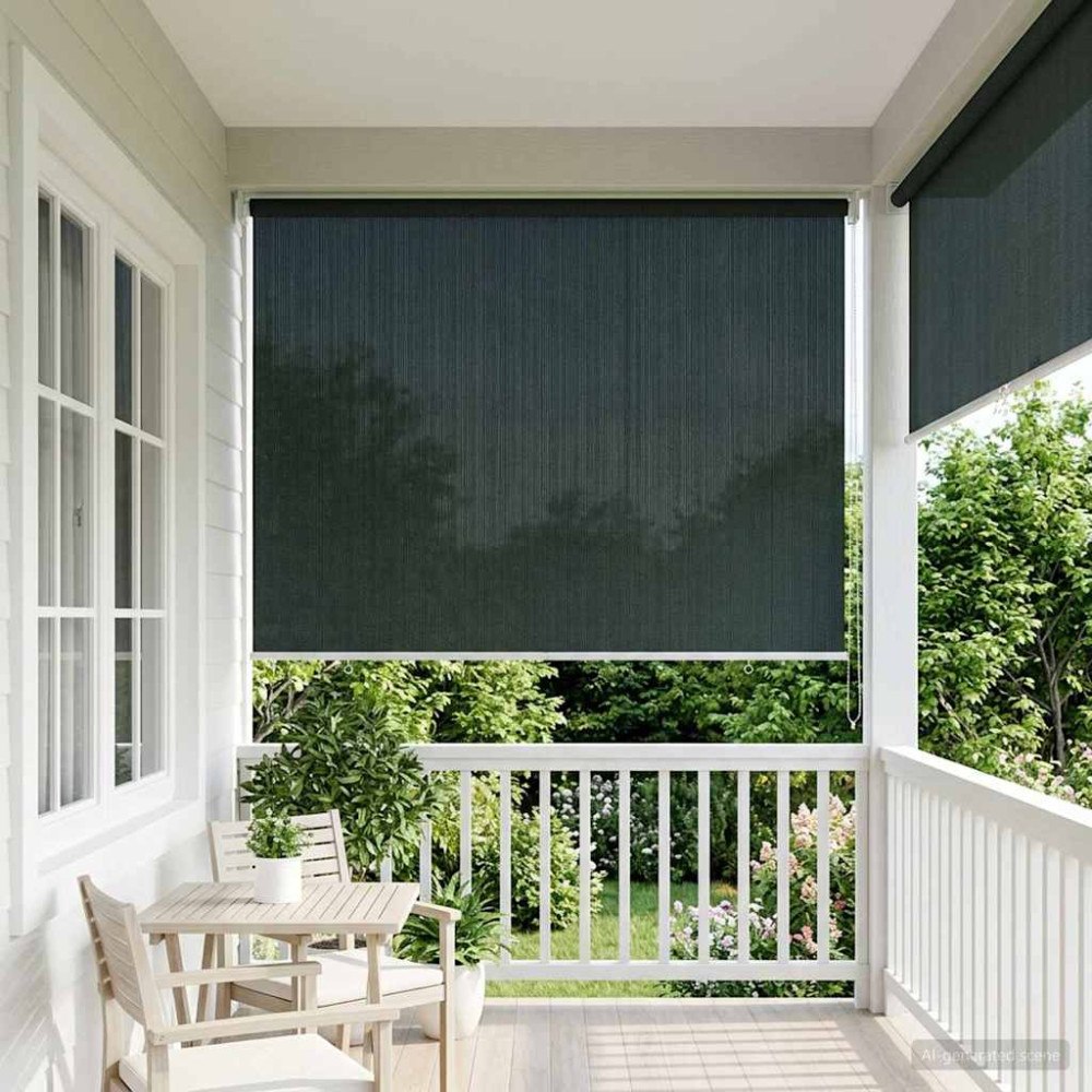 vidaXL Utomhus Rullgardin 90% UV Block Mörkgrön 140 x 140 cm HDPE
