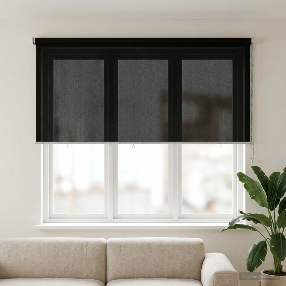vidaXL Utomhus Rullgardin 90% UV Block Svart 200 x 140 cm HDPE