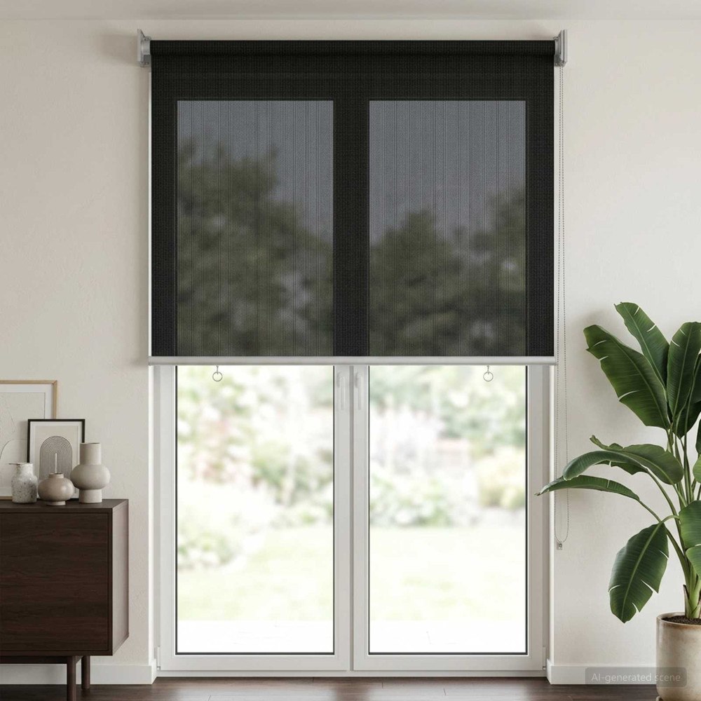 vidaXL Utomhus Rullgardin 90% UV Block Svart 80 x 230 cm HDPE