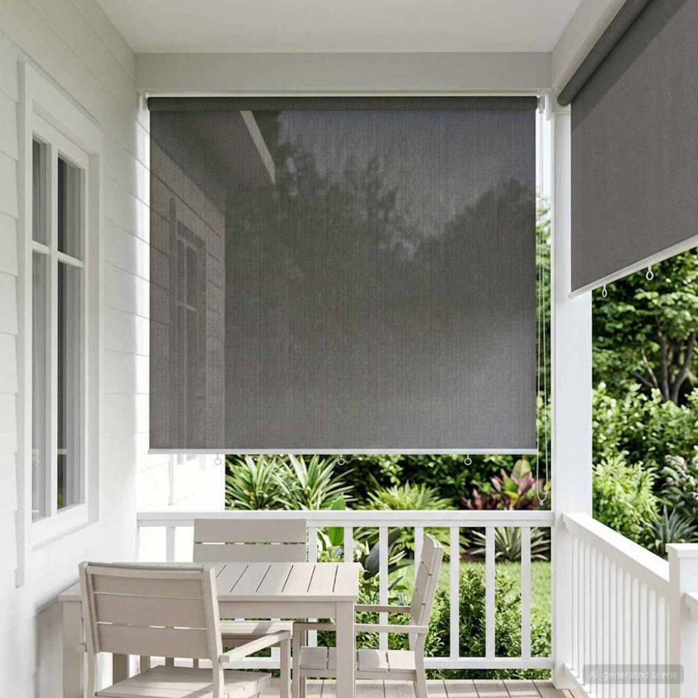 vidaXL Utomhus Rullgardin 90% UV Block Ljusgrå 220 x 140 cm HDPE