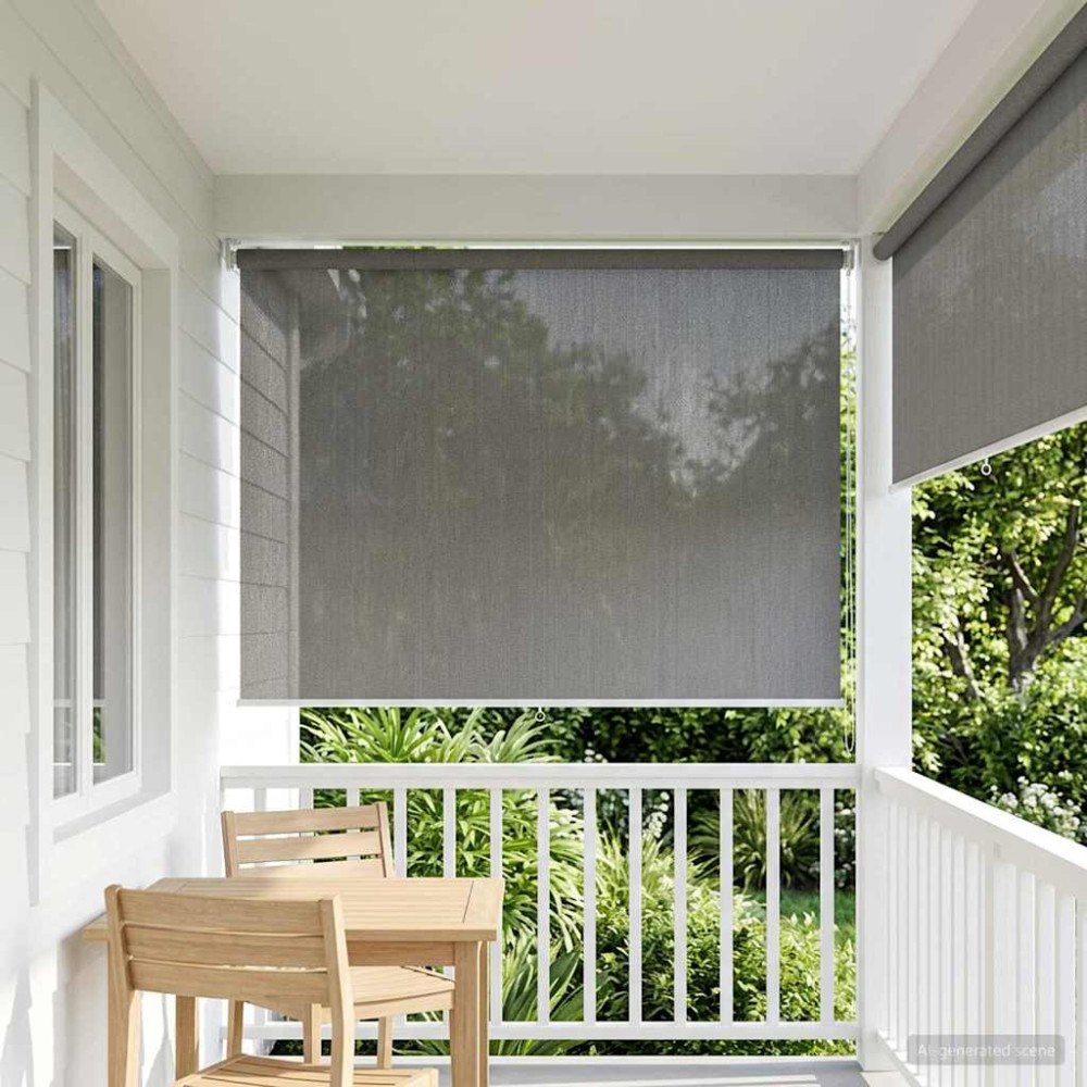 vidaXL Utomhus Rullgardin 90% UV Block Ljusgrå 240 x 140 cm HDPE