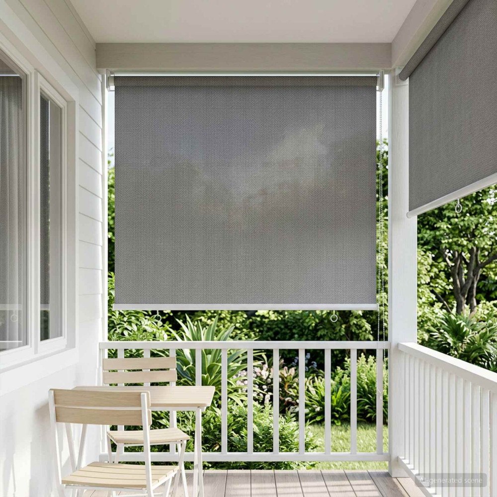 vidaXL Utomhus Rullgardin 90% UV Block Ljusgrå 80 x 230 cm HDPE