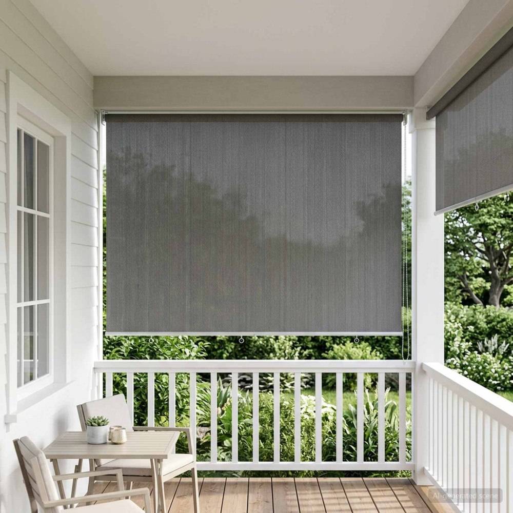 vidaXL Utomhus Rullgardin 90% UV Block Ljusgrå 140 x 230 cm HDPE
