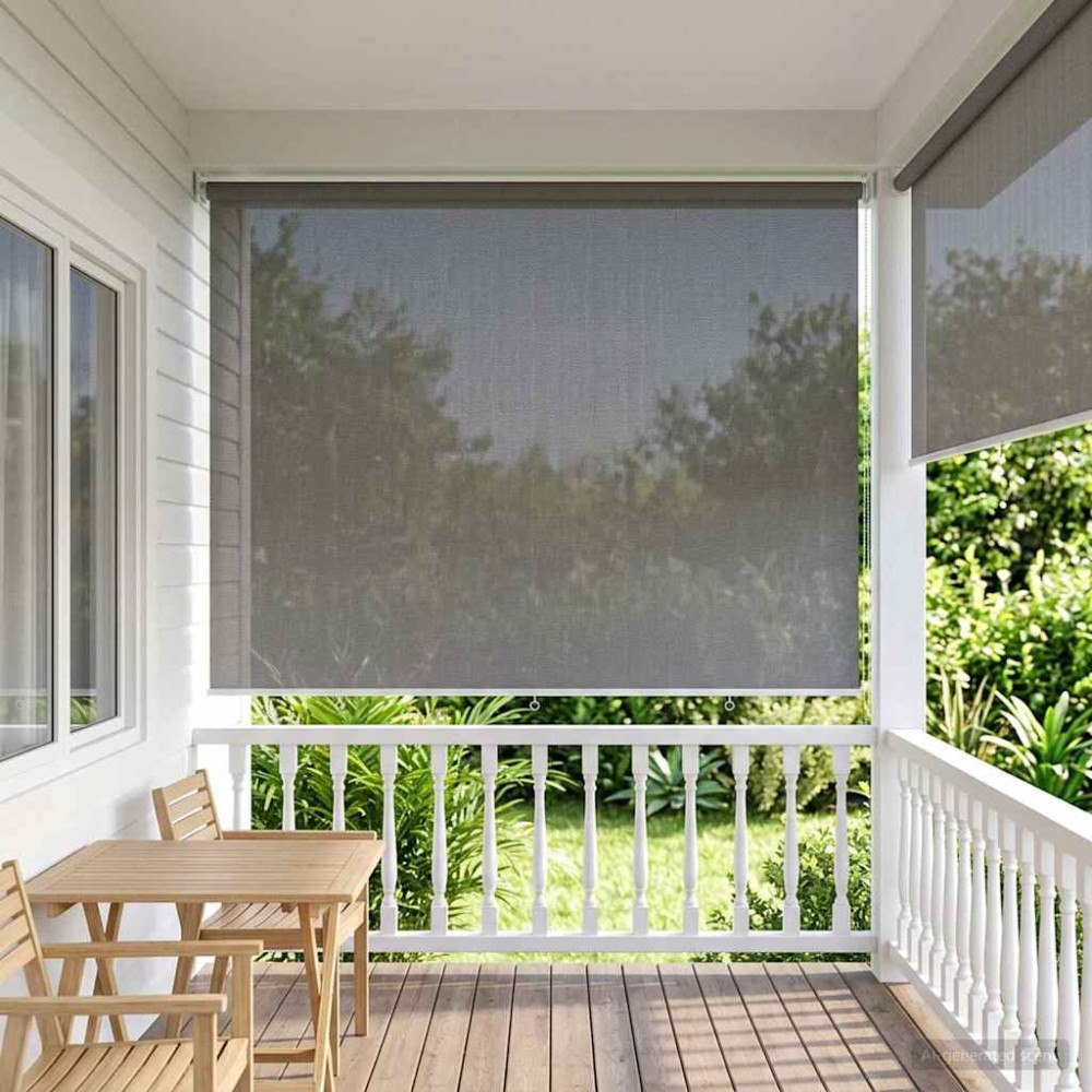 vidaXL Utomhus Rullgardin 90% UV Block Ljusgrå 300 x 230 cm HDPE