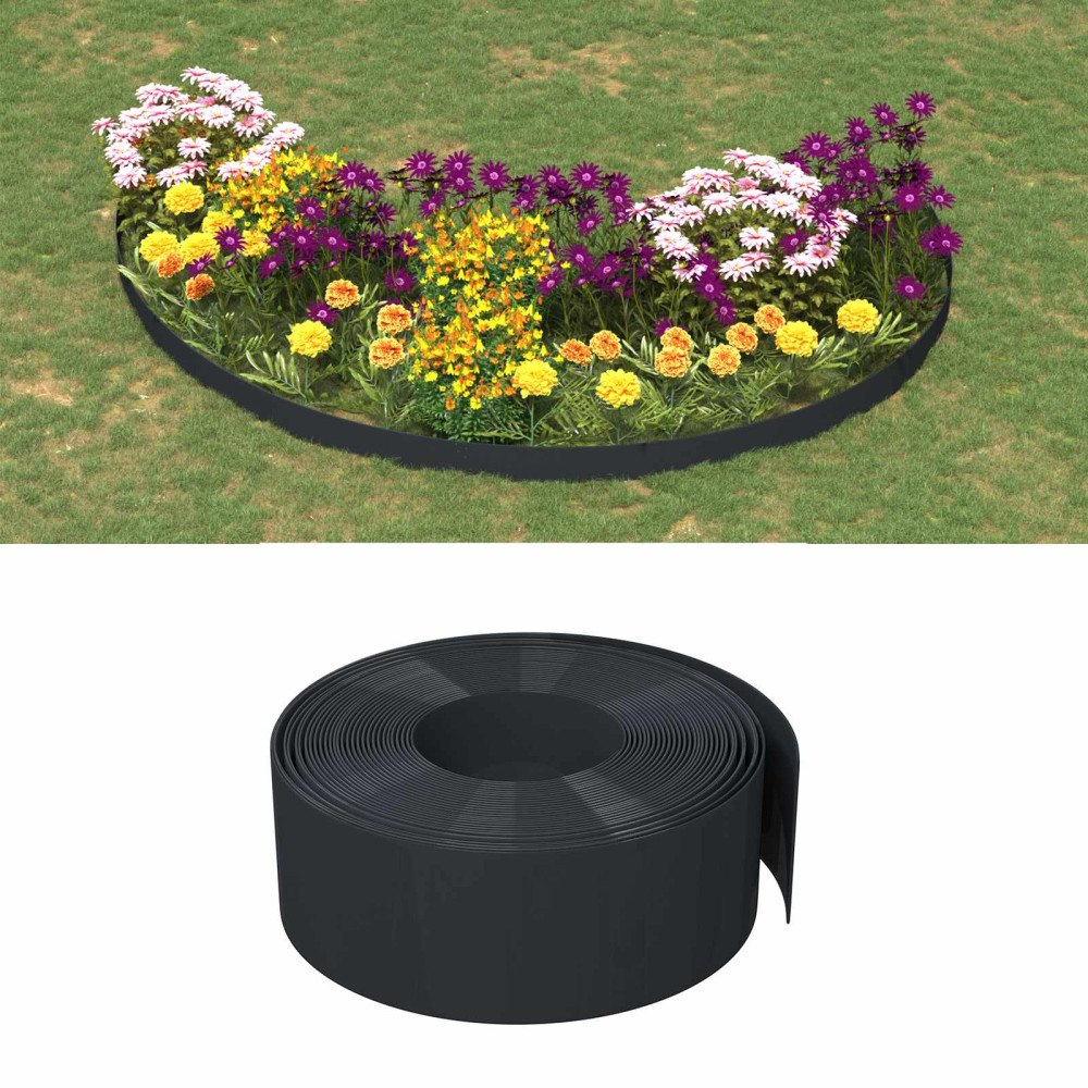 vidaXL Trädgårdskant 25 m 20 cm PE Svart