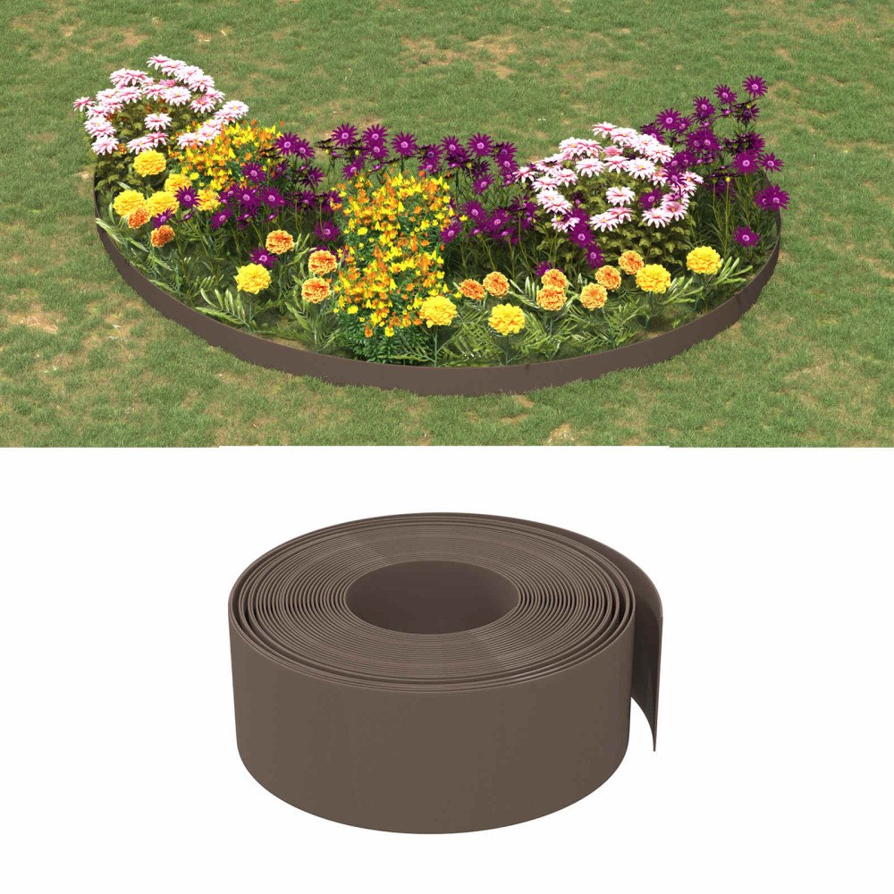 vidaXL Trädgårdskant 25 m 20 cm PE Brun