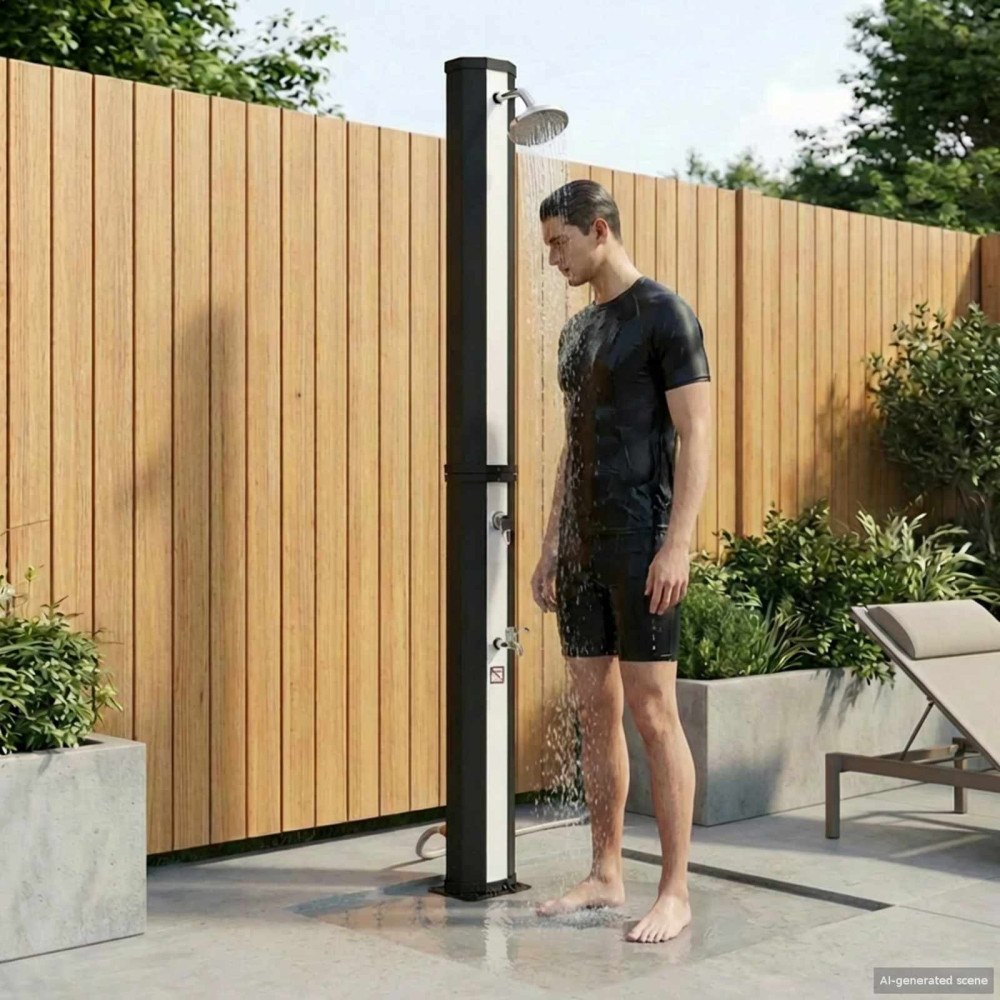 vidaXL Solardusch med duschhuvud och kran 40 l PVC, ABS, Zinklegering