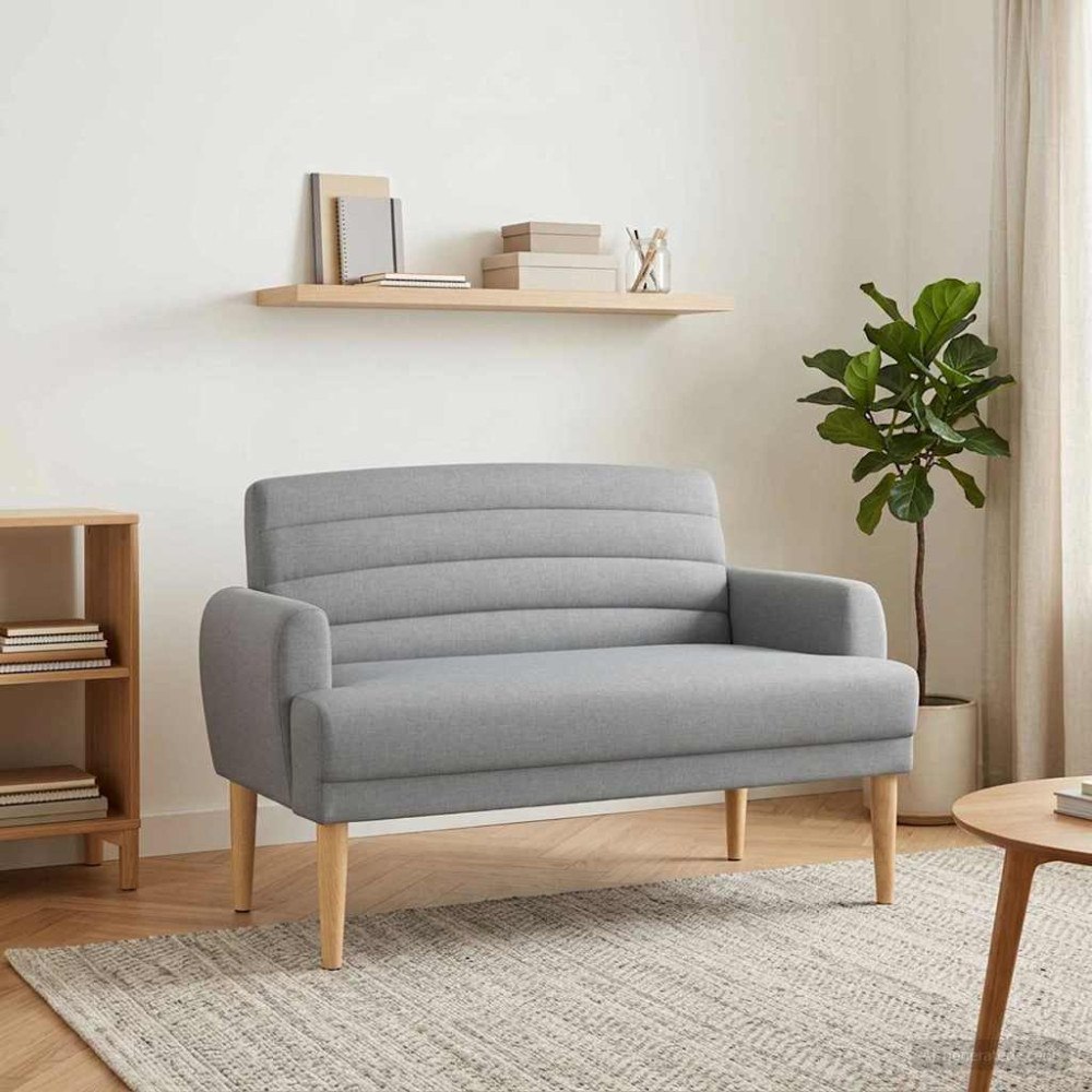 vidaXL Loveseat med knapprapport Ljusgrå 116 x 67 x 80 cm Tyg