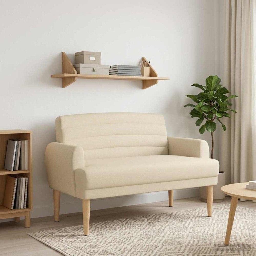 vidaXL Loveseat med knapprapport Gräddvit 116 x 67 x 80 cm Tyg