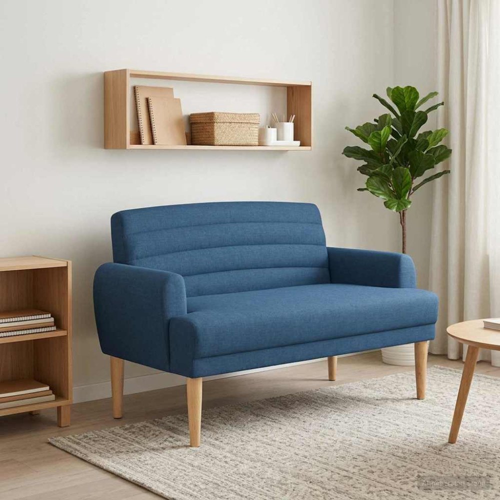 vidaXL Loveseat med knapprapport Blå 116 x 67 x 80 cm Tyg