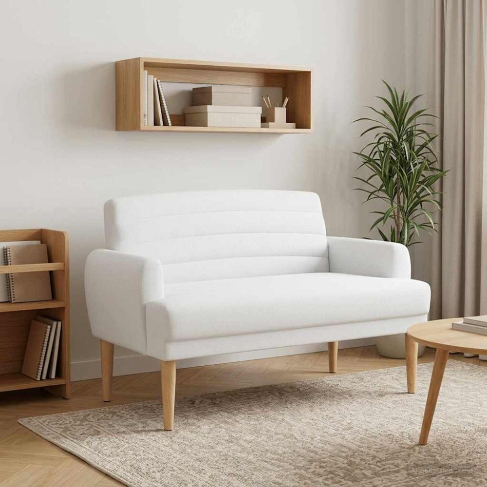 vidaXL Loveseat med knapprapport Vit 116 x 67 x 80 cm Tyg