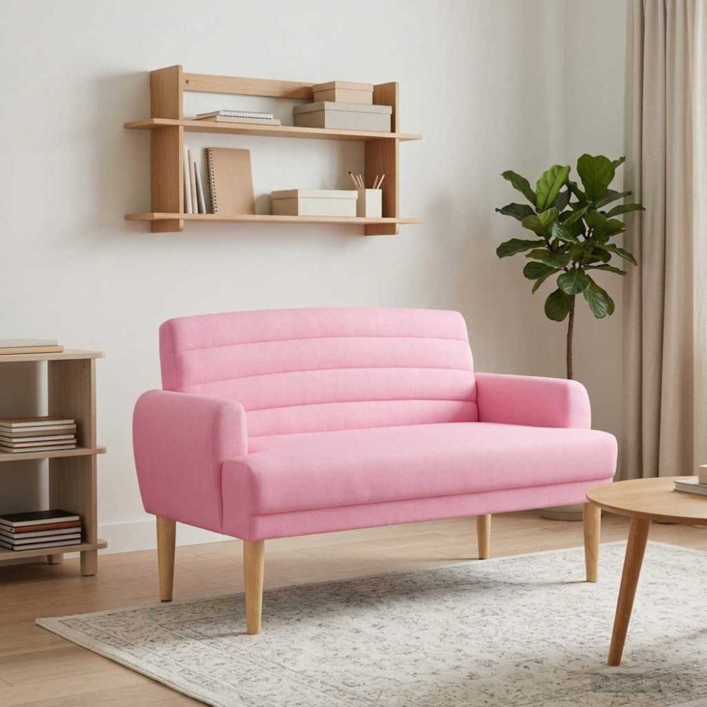 vidaXL Loveseat med knapprapport Rosa 116 x 67 x 80 cm Tyg