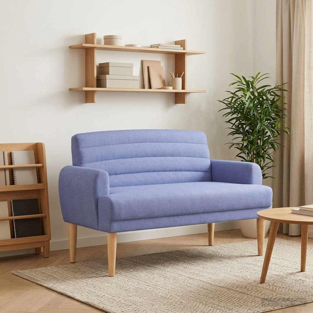 vidaXL Loveseat med knapprapport Jeansblå 116 x 67 x 80 cm Tyg