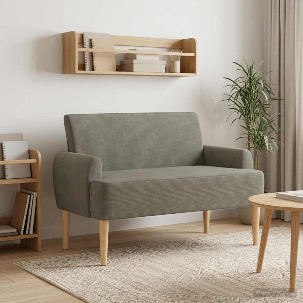 vidaXL Loveseat med knapprapport Ljusgrå 116 x 67 x 81 cm Kordread tyg